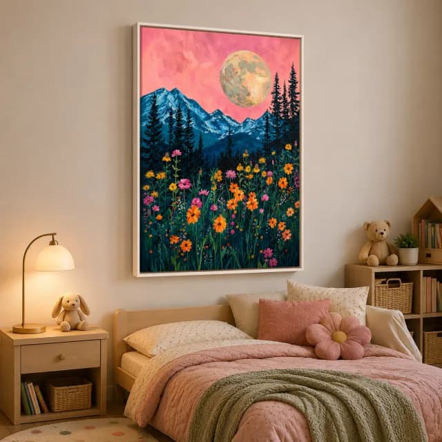 Mountain Moon Among Wildflowers