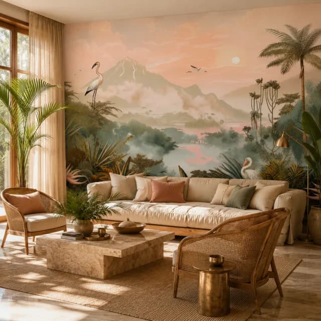 Tropical Flamingo Sunset