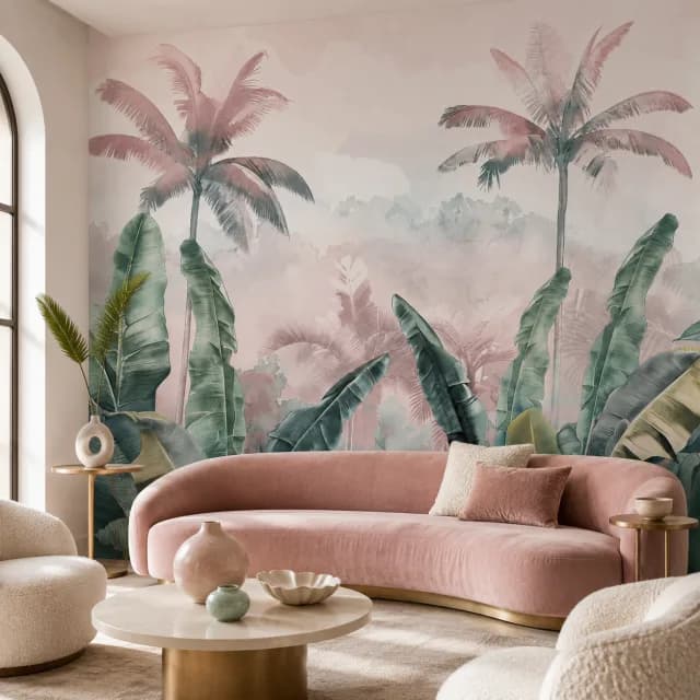 Soft Blush Tropical Palms WB310