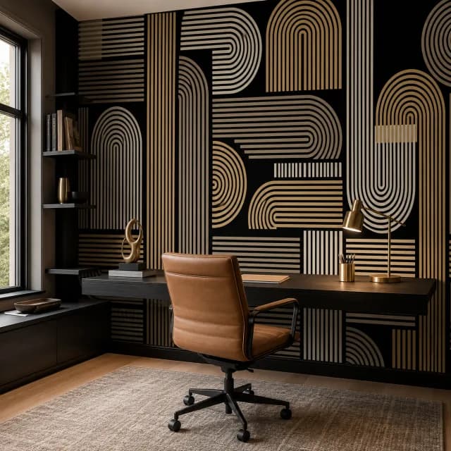 آرت ديكو هندسي أسود وذهبي