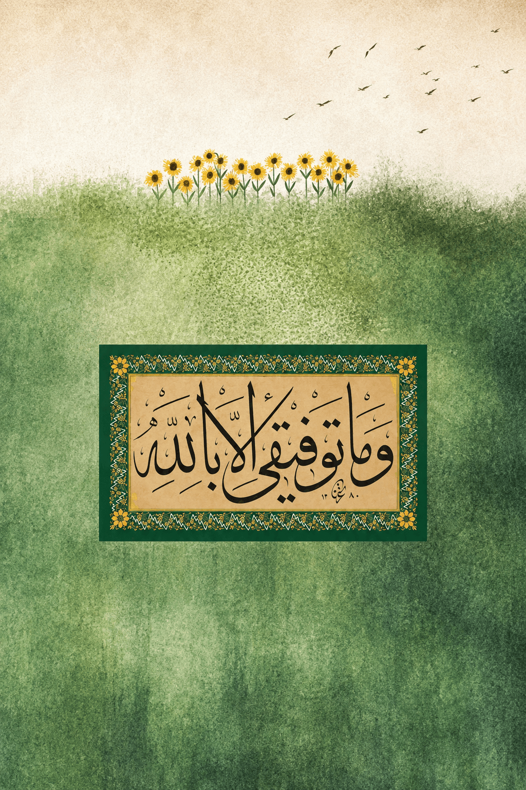 Preview of My Success Is by Allah Among Sunflowers inside the frame