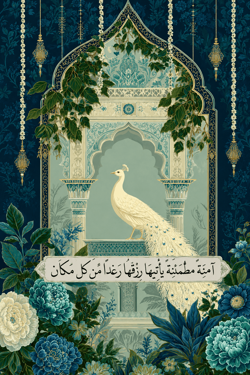 معاينة تصميم طمأنينة الطاووس داخل الفريم