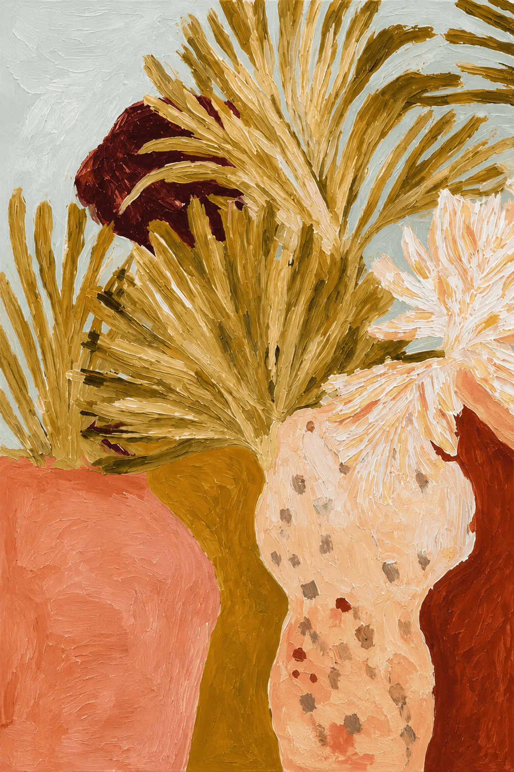 Preview of Ochre Palms and White Blooms inside the frame