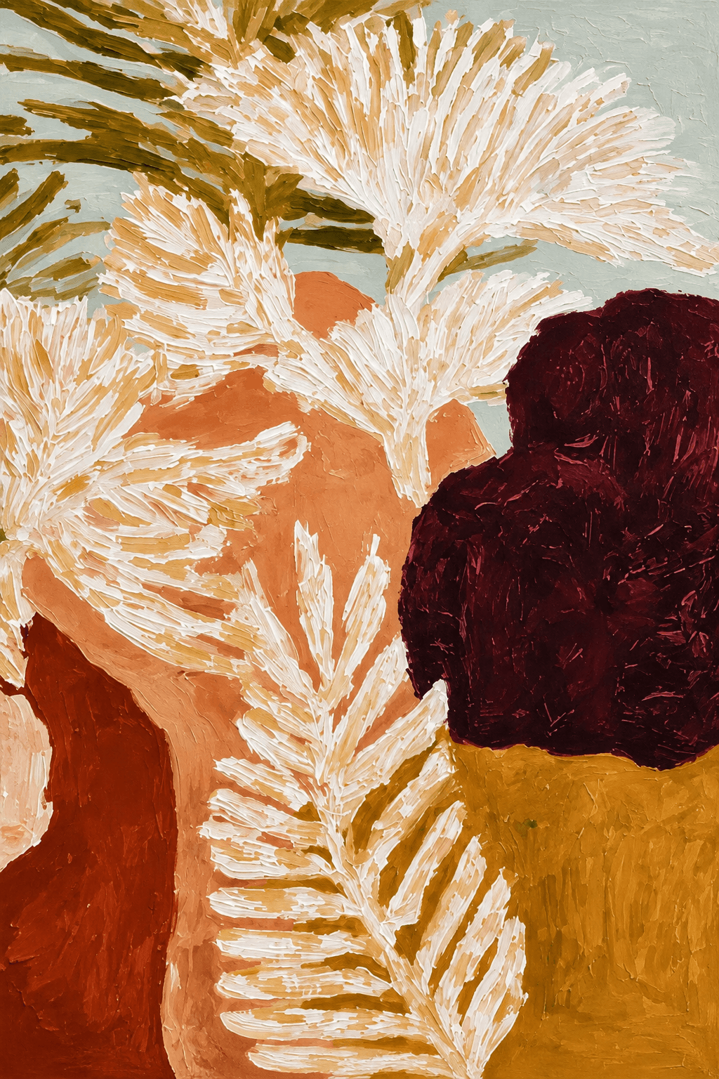 Preview of Ochre Palms and White Blooms inside the frame