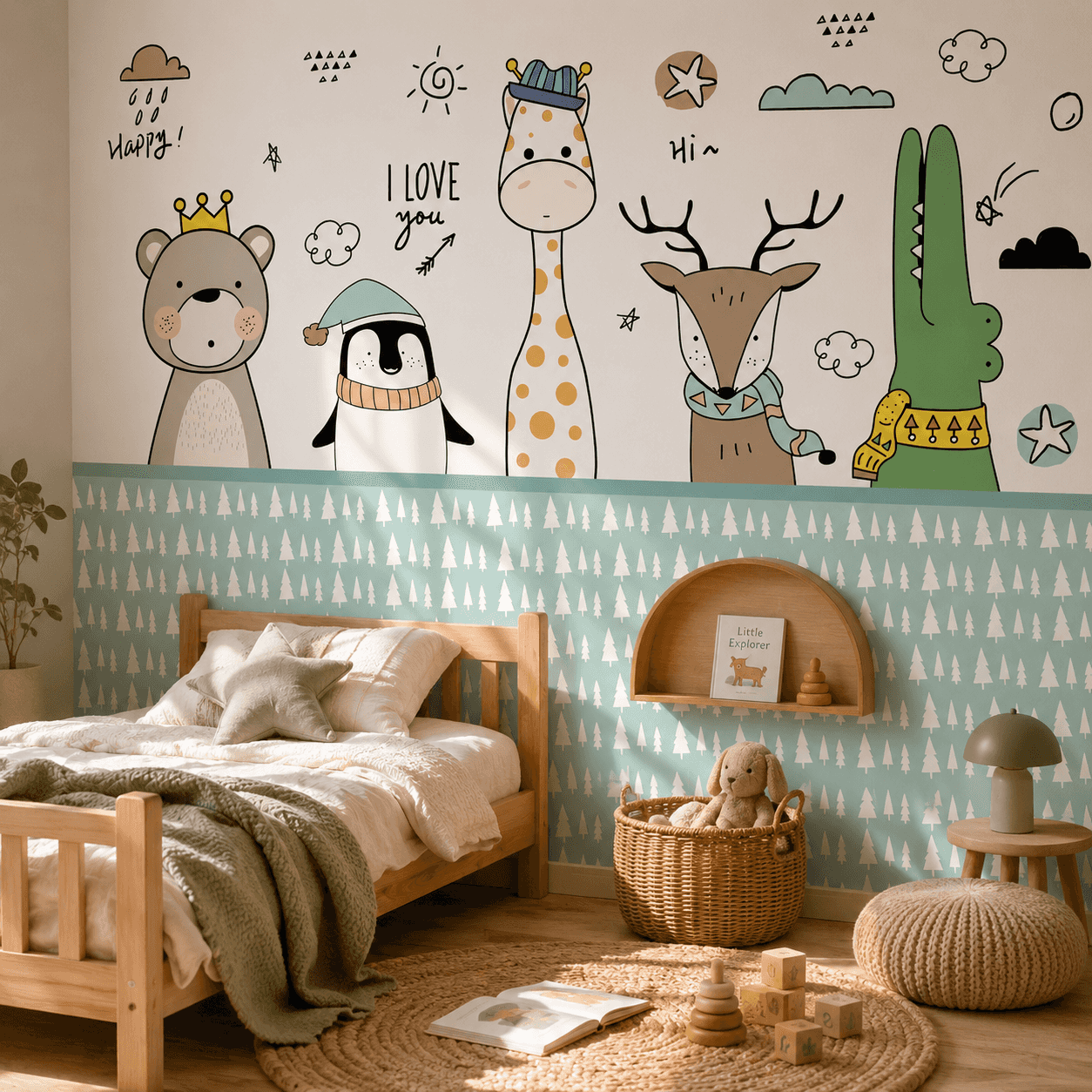 Playful Kids Animals WB416 interior wallpaper mockup