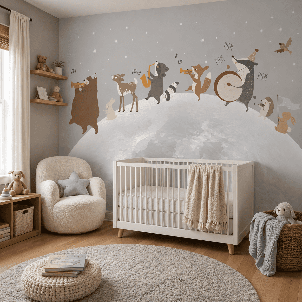 Winter Animal Band interior wallpaper mockup