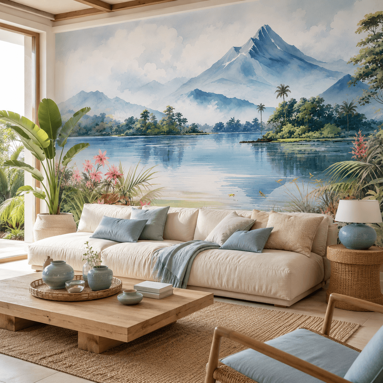 Design preview of the serene mountain lake wallpaper