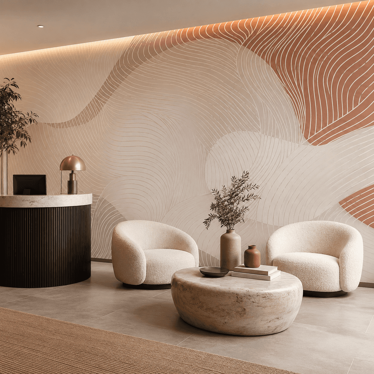Warm Contour Abstract - room mockup 3