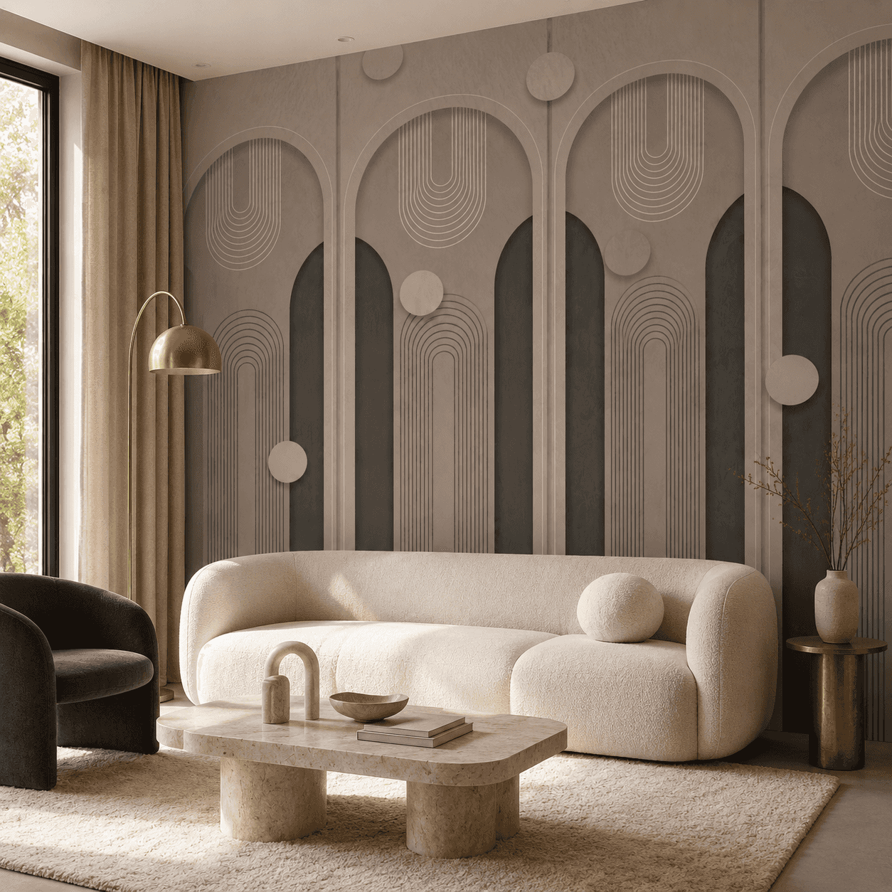 WB154 Gray Geometric Arches - room mockup 2