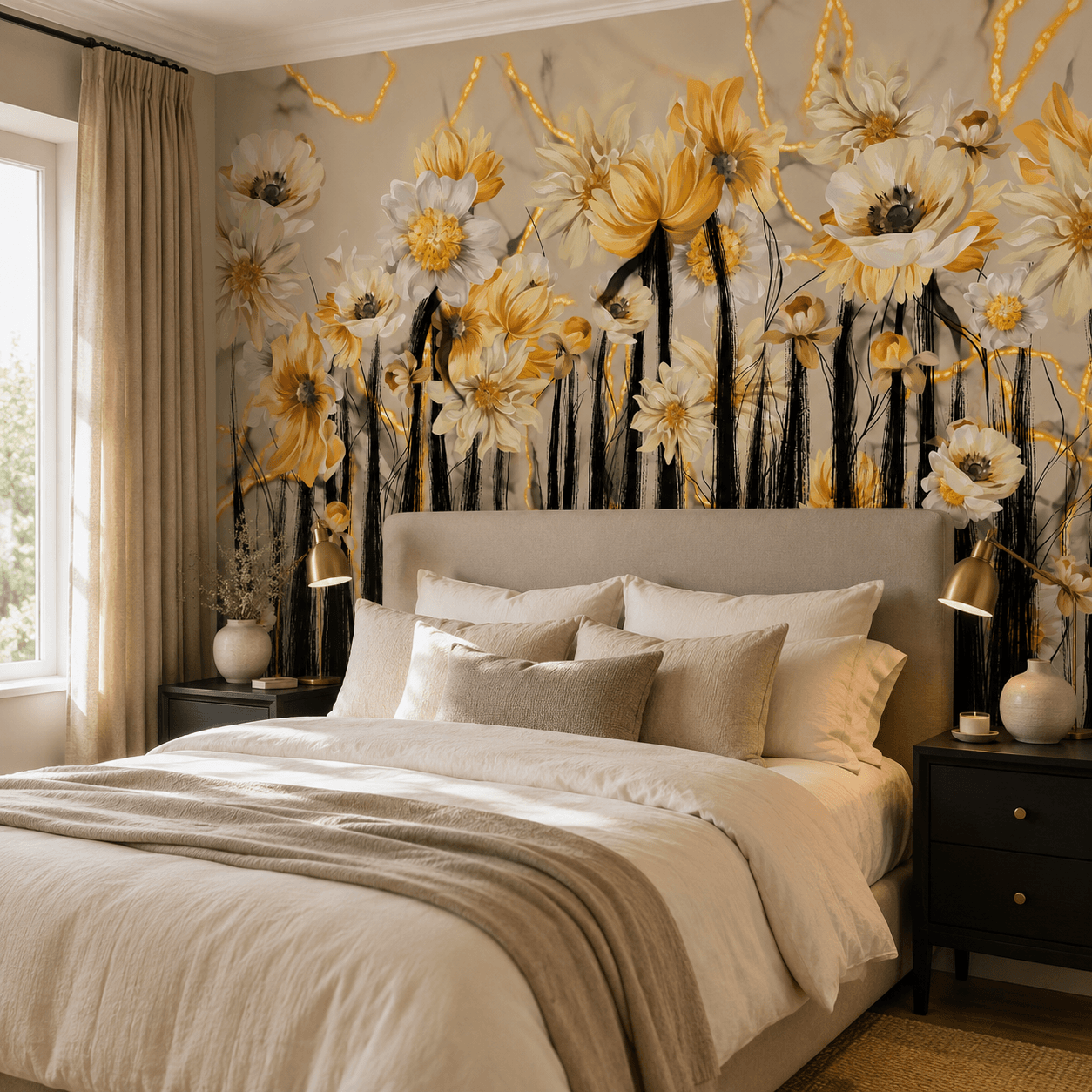 Golden Marble Floral