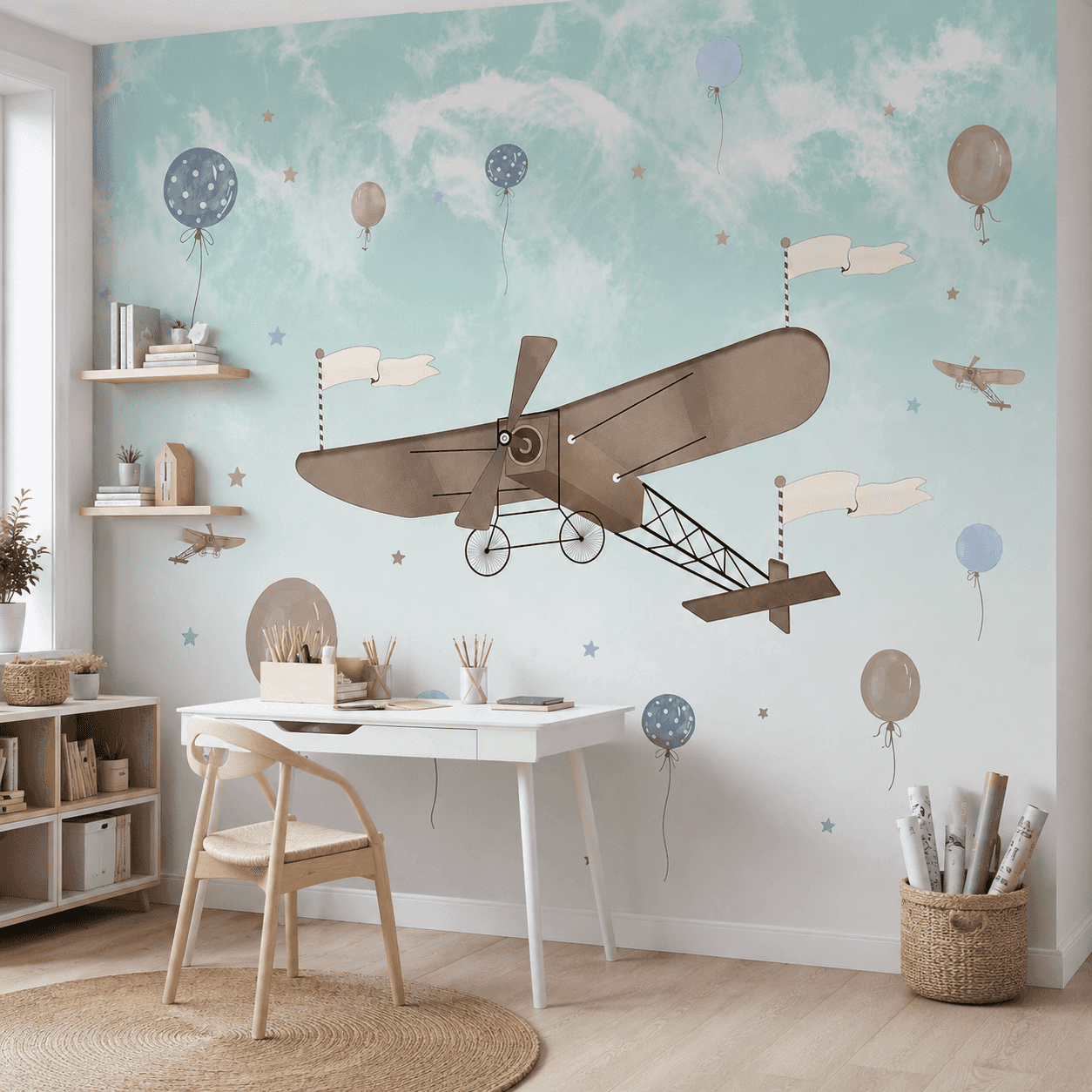 WB331 Vintage Airplane Kids - room mockup 2